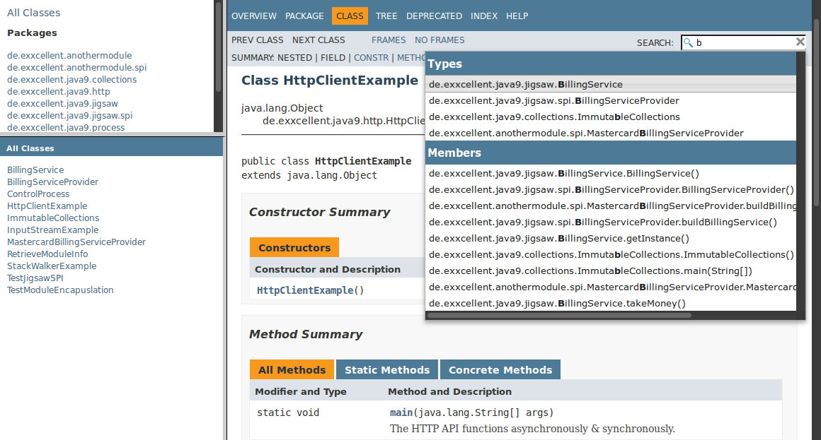 Example Java 9 Javadoc output with HTML5 enabled